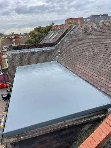 Grey fibreglass flat roof